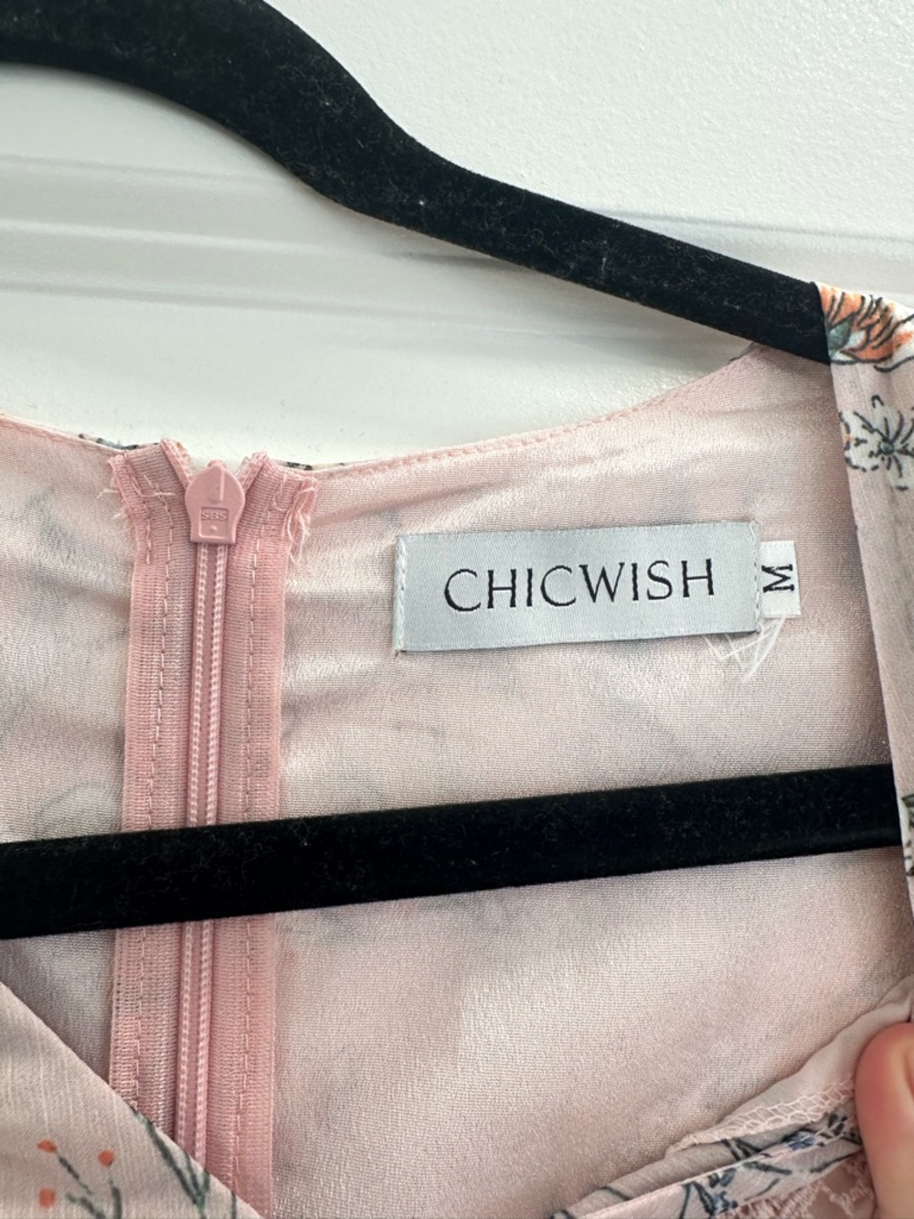 Chicwish Pink Floral Lace-Trim Tiered Midi Dress - Picture 2 of 5